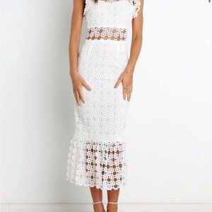 Petal & Pup White Floral Lace Midi Dress